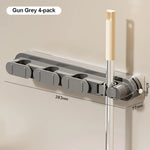 porte balai mural moderne clips fixation balai poignée brosse papier toilette gris beige blanc