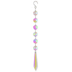 pendentif moderne multicolore facettes brillantes transparents anneaux métalliques chaîne élégants