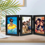cadre photo pliable triple verre transparent charnières modernes noir bois clair minimaliste