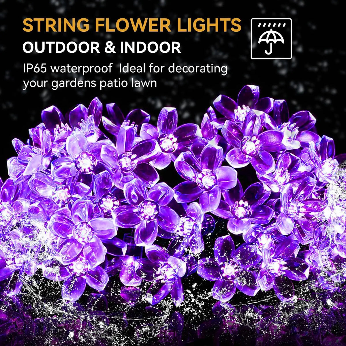 guirlande lumineuse fleurs multicolore moderne extérieure halloween noël décoration jardin camping led solaire
