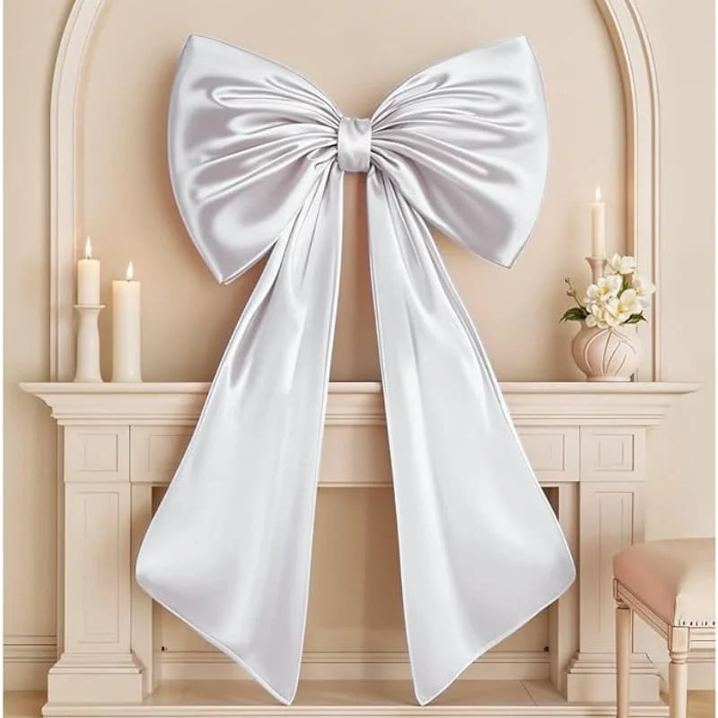 décoration festivaire noeud papillon rose satin brillant adhésif rubans flottants anniversaire mariage noël festive