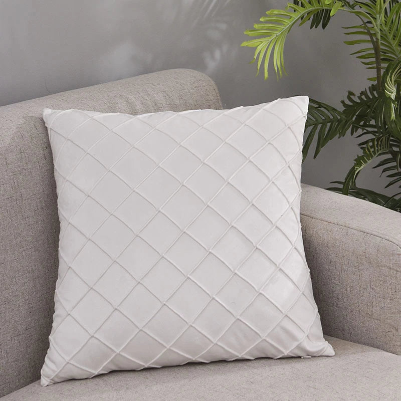 coussins carrés velours géométrique rose pâle gris bleu marine jaune bleu blanc contemporains