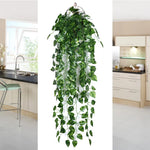 plantes artificielles suspendues feuilles ovales vigne moderne anneaux métalliques extérieur intérieur decoration