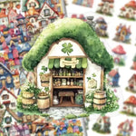 puzzle fantaisiste maison champignons multicolore aquarelle artistique enfants conte fées educatif jouet éducatif