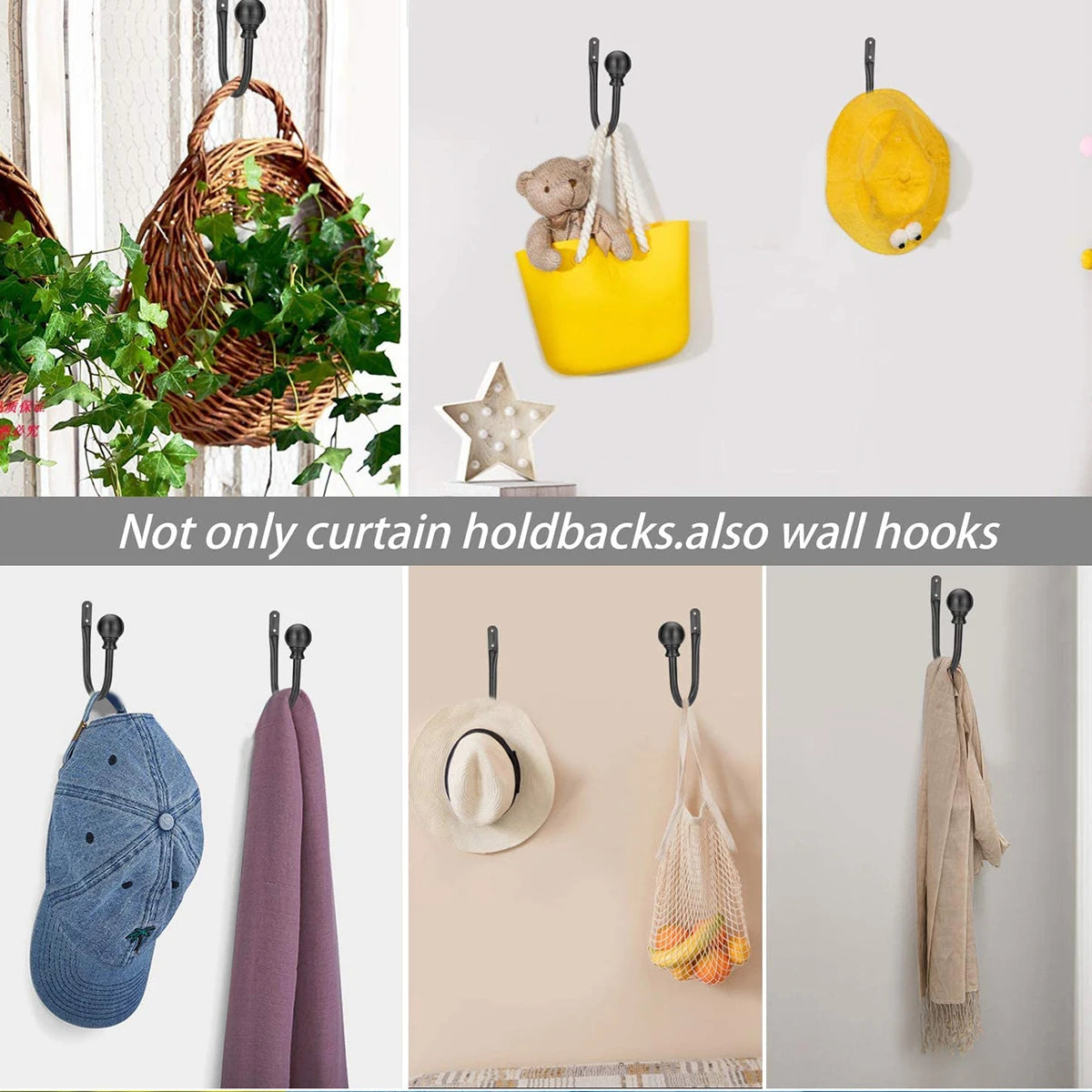boucles rideau noir blanc modernes vis supports murales durable rondes lisses