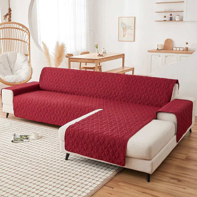 housse canapé angle tissu quilté oreillers salon moderne gris