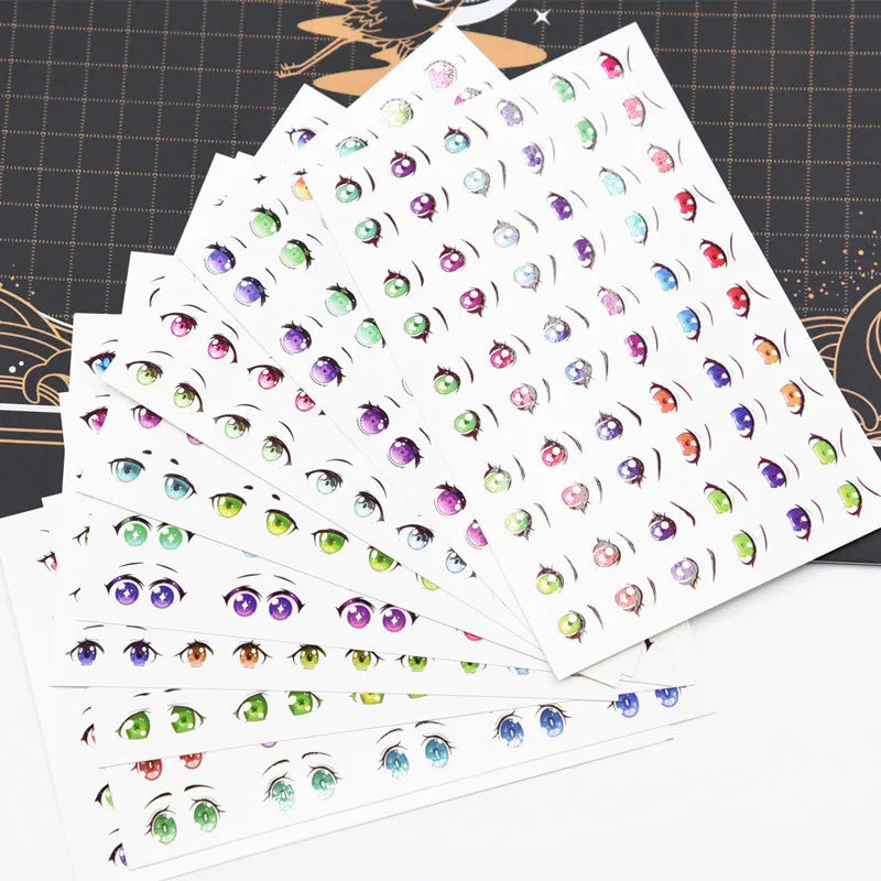 autocollants yeux stylisés multicolores dessin animé adhésifs argile polymère ultra légères diy bricolage travaux