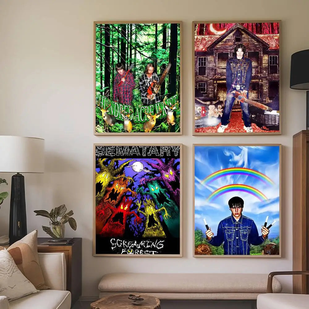 affiche encadrée rappeur sematary décoration murale salon pop art fantastique multicolore