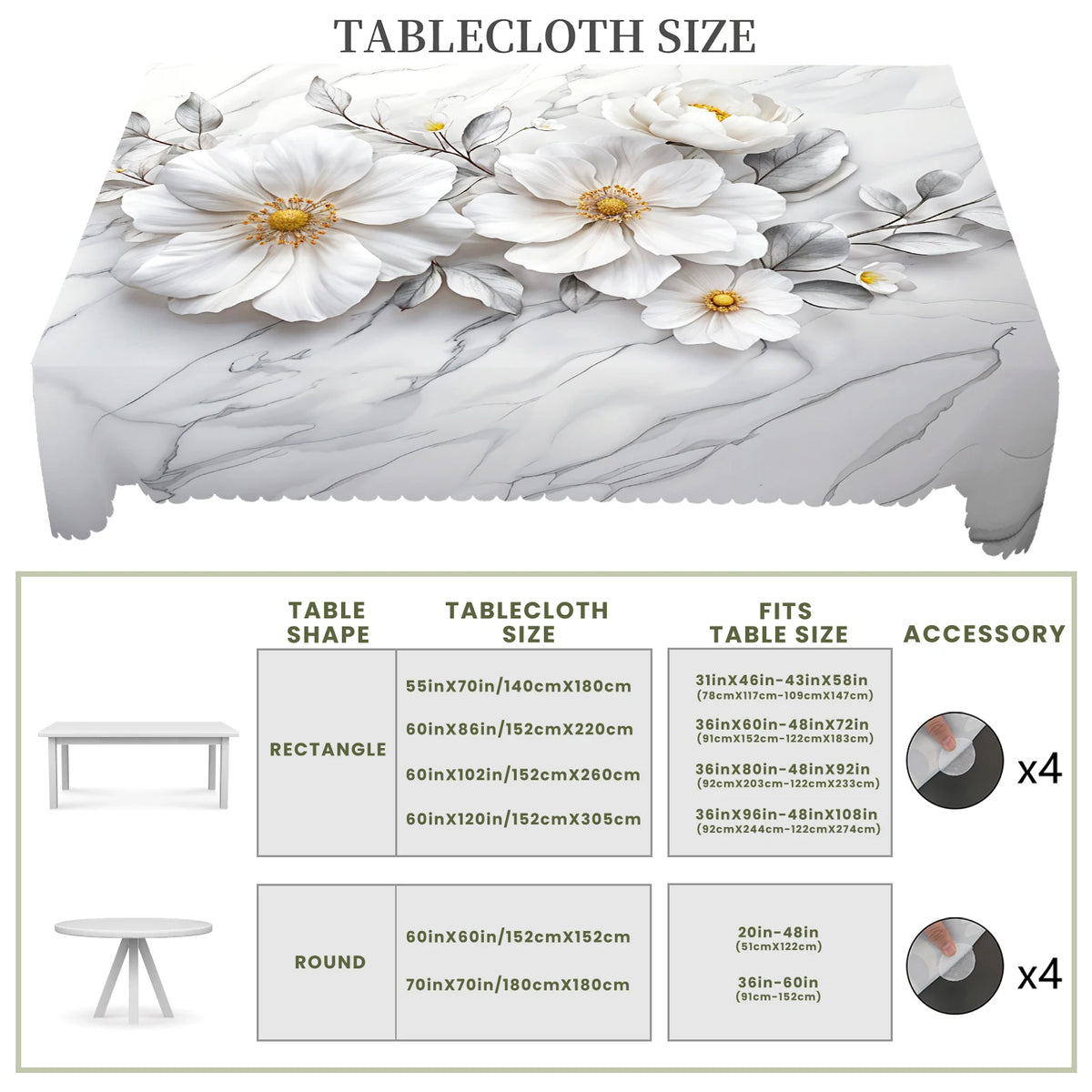 nappe polyestre imperméable fleurs blanches moderne blanc gris dentelée mariageextérieur