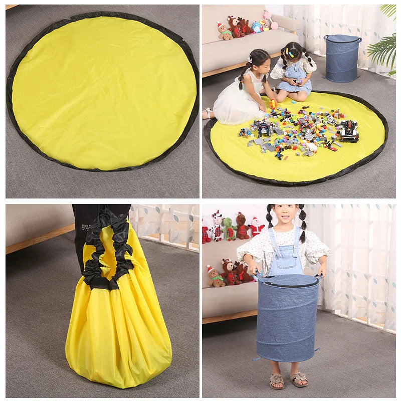 tapis rangement moderne jaune gris poignées pliable jouets opacité uni
