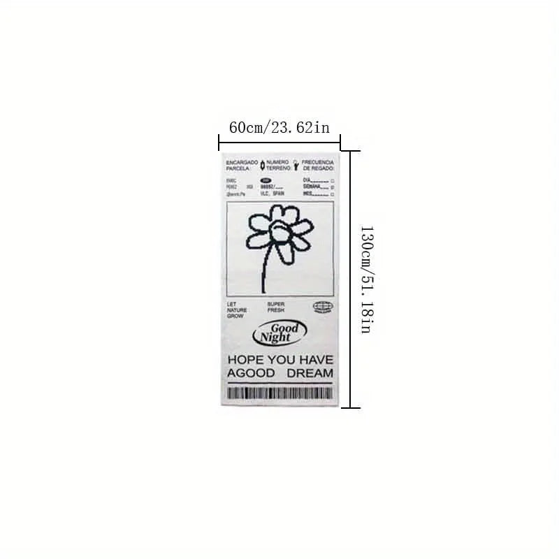 serviette moderne fleur noire texte blanc minimaliste polyester antidérapante intérieure extérieure chambre salon