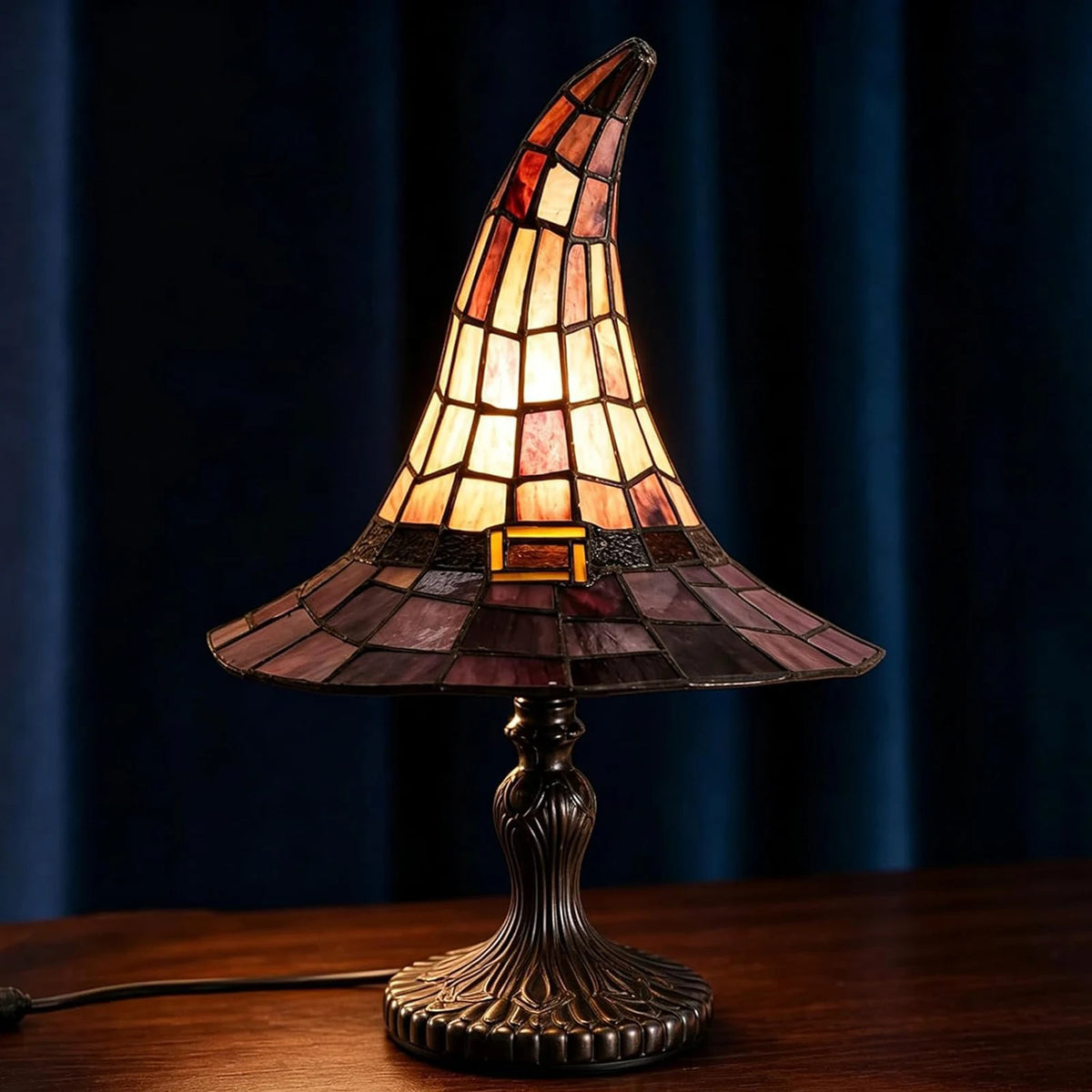 lampe table marron rouge art déco mosaïque usb rechargeable intérieur halloween ambiance nocturne