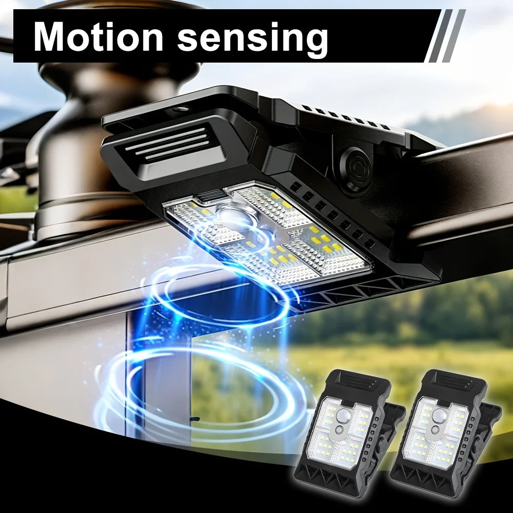 lampe solaire clip noir moderne détecteur mouvement modes sécurité extérieure led ip65 étanche abs