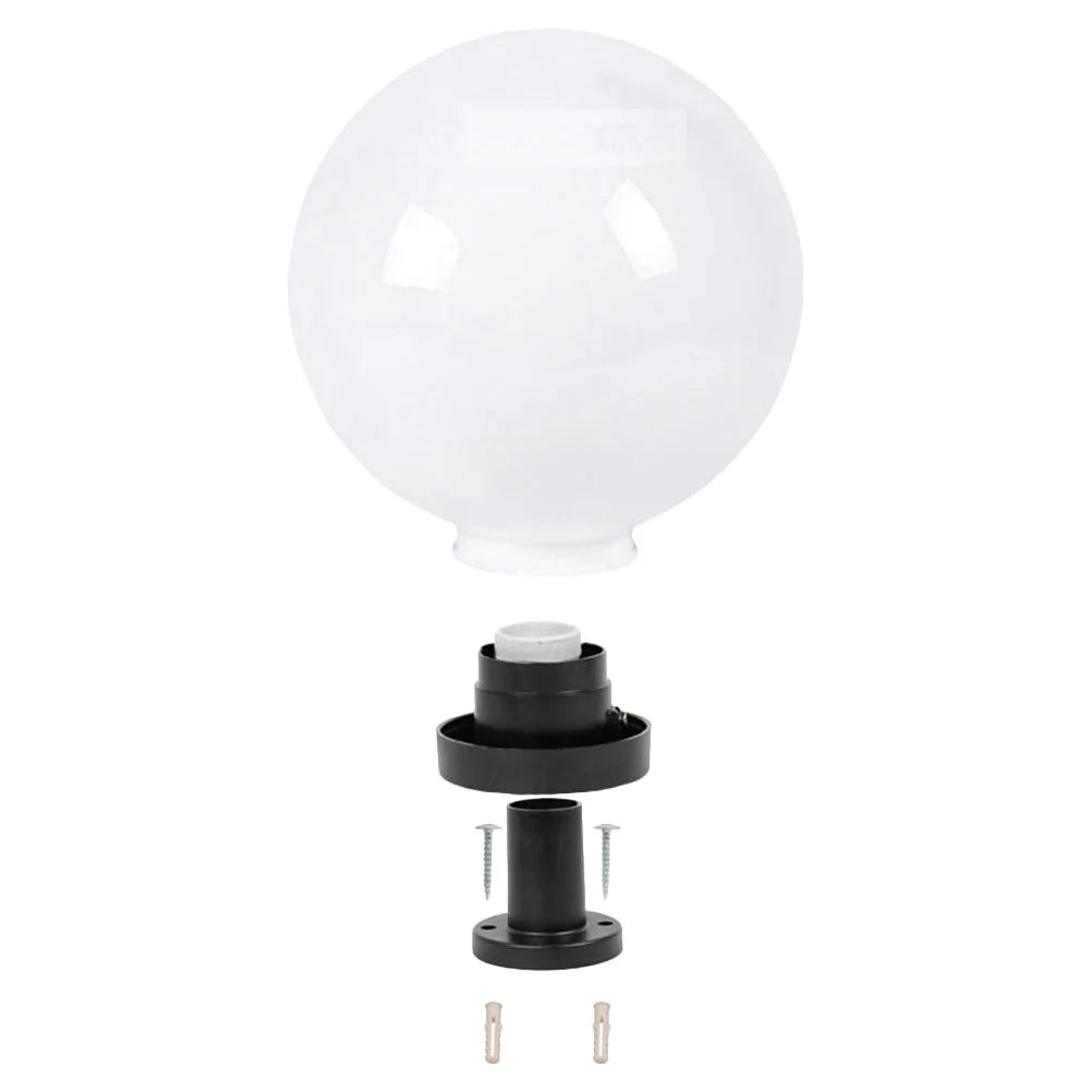 lampe solaire minimaliste abat jour blanc noir sphérique opaque vis fixeextérieur patio