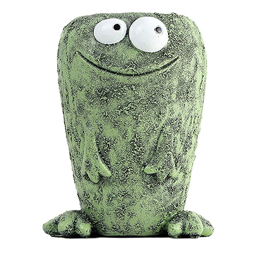 cache pot forme grenouille texture grungy aspect vieilli plante intérieure ornement decoratif cartoonishintérieur verte