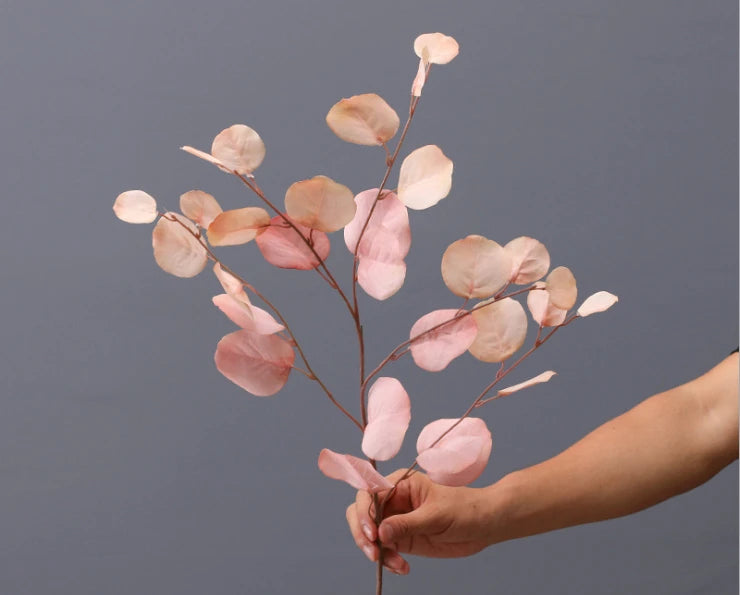 décoration intérieure branche artificielle feuilles ovales multicolore naturelle extérieur automne verte rose bleue orangée