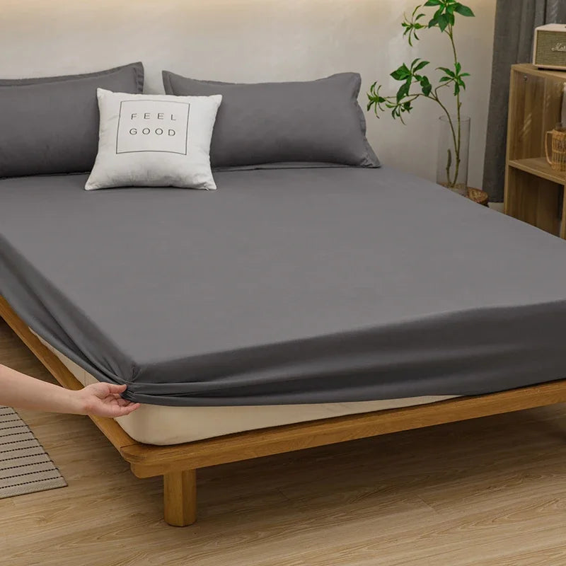 drap plat uni gris élastique lit adulte qualité moderne linge lit polyester 120x200x25cm