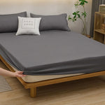 drap plat uni gris élastique lit adulte qualité moderne linge lit polyester 120x200x25cm