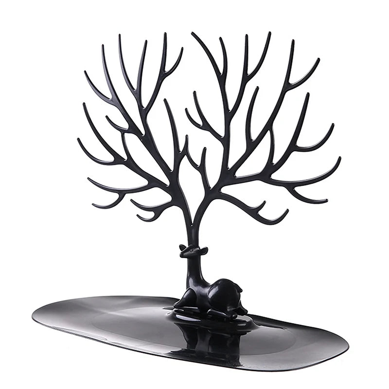 présentoir bijoux arbre moderne noir blanc branches stylisées rangement colliers boucles d'oreilles cosmétiquesDecorationBureau