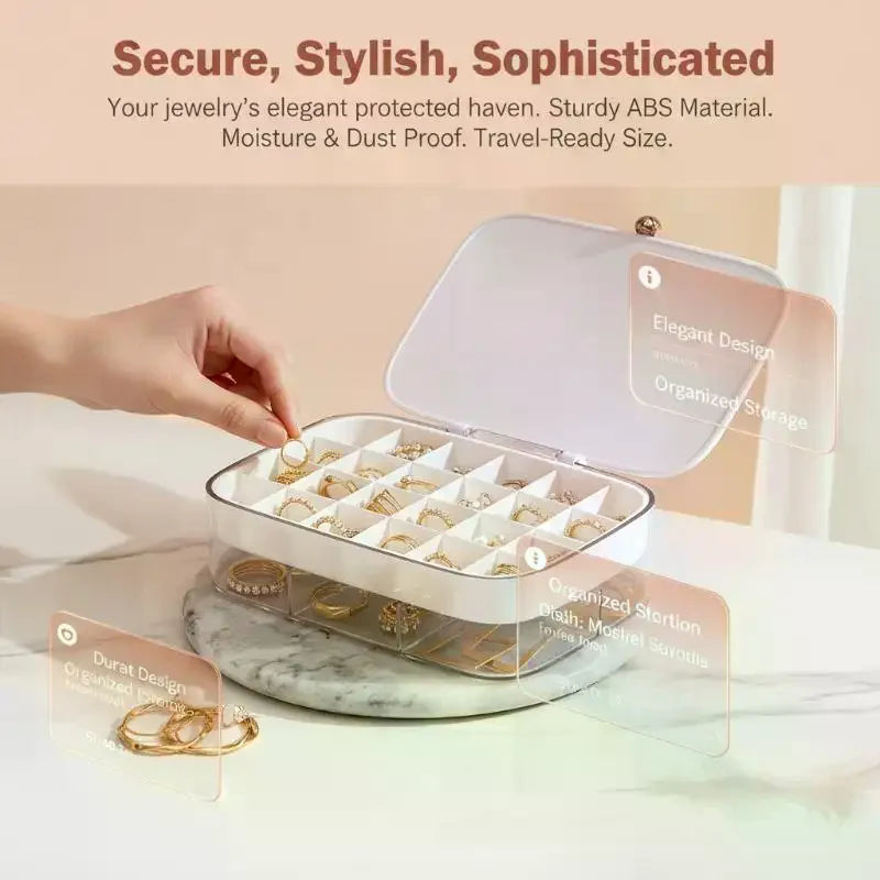 boîte bijoux velours rose blanc rayures moderne élégants compartiments boutons dorés haute qualité organisation