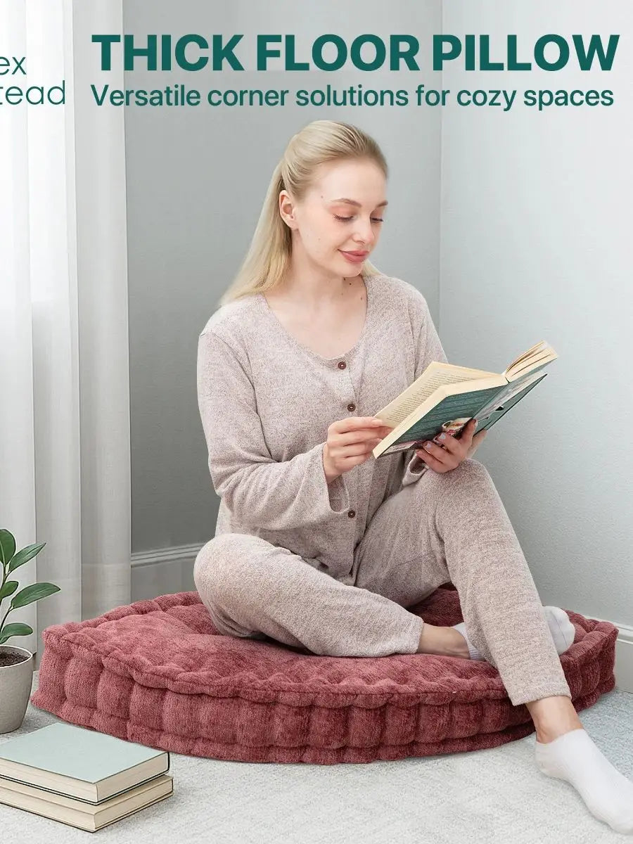 coussin sol épais marron foncé beige gris chenille doux moderne tridimensionnel adaptable