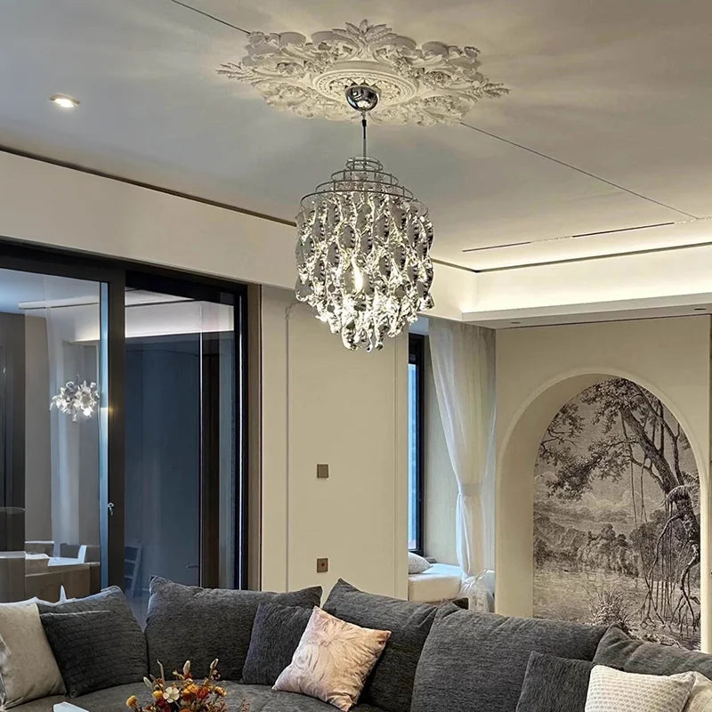 suspension lumineuse moderne transparente forme organique 3000k 4500k 6000k chambre salon restaurant