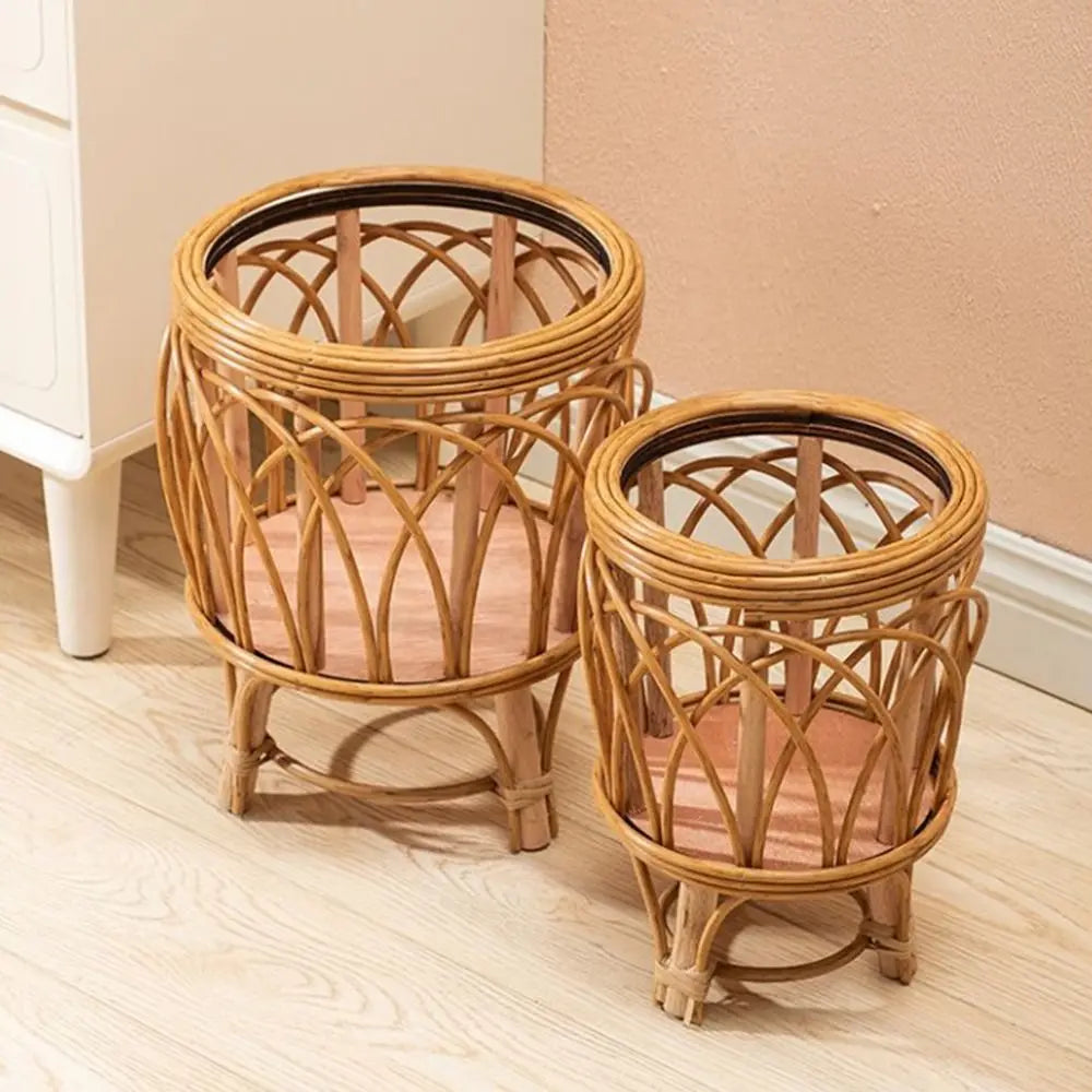 cache pot tressé rustique bohème naturel grande petite fleur verte support plante maison jardin