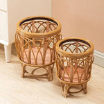 cache pot tressé rustique bohème naturel grande petite fleur verte support plante maison jardin