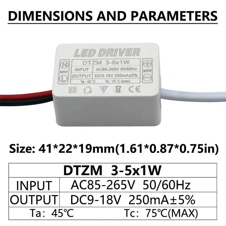 transformateur alimentation led 250ma 300ma 12v 24v 36v isolation stable électronique blanc connecteurs