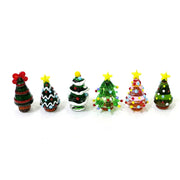 décoration noël miniature sapin verre transparent motif spirale couleurs variées festive