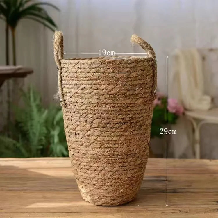 panier tressé fibre végétale réutilisable pliable extérieur intérieur sansevieria plantes fleurs décoration maison rustic