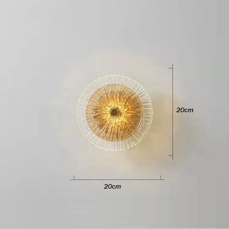 applique murale led contemporaine transparente dorée rayonnante 20x20cm 32x62cm 32x92cm