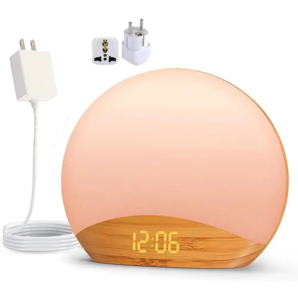 lampe ambiance graduel lever soleil affichage numerique son apaisant controle luminosite snooze stereo 5w