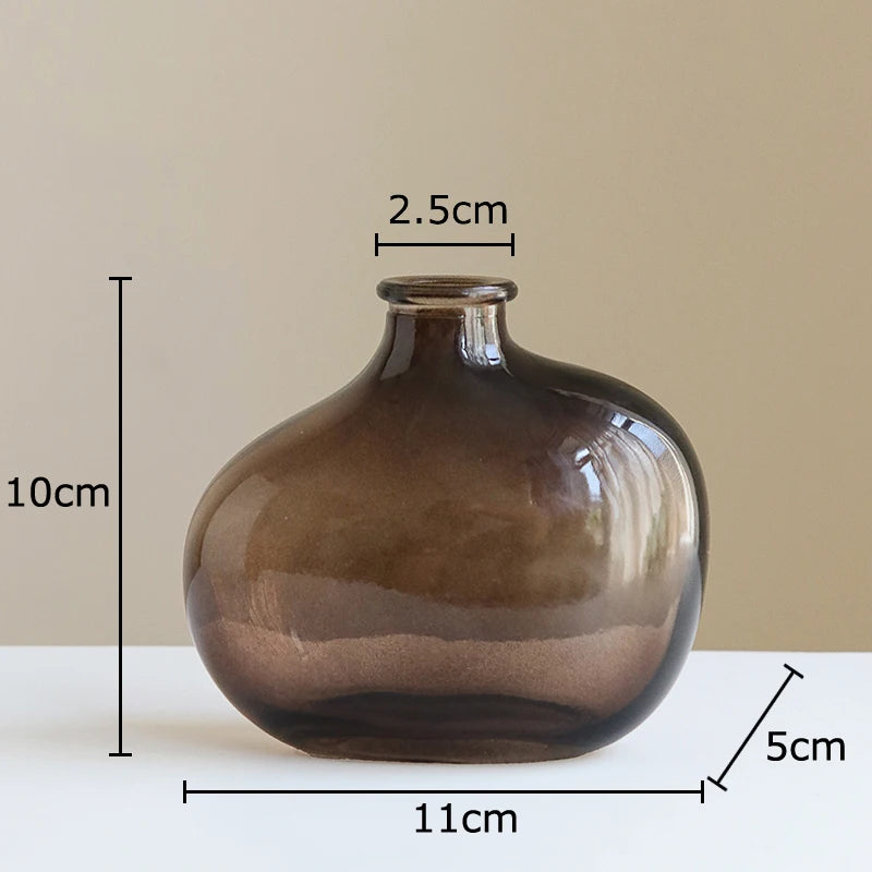 vases hydroponiques modernes transparents marron lisses décoration table plantes fleurs artificielles minimalistes