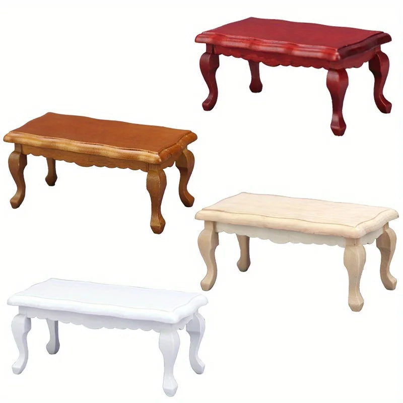 miniature meuble deco maison table basse rouge marron blanc cactus livres bananes figurines