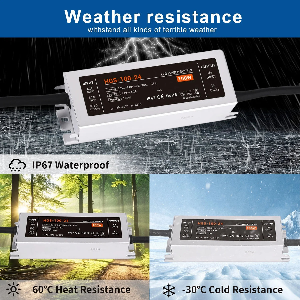 alimentation led 12v 24v 50w 100w 200w 300w 400w ip67 waterproof sans ventilateur moderne
