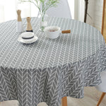 nappe ronde gris jaune moderne 100cm 120cm 150cm motifs géométriques abstraits table décoration intérieureextérieur