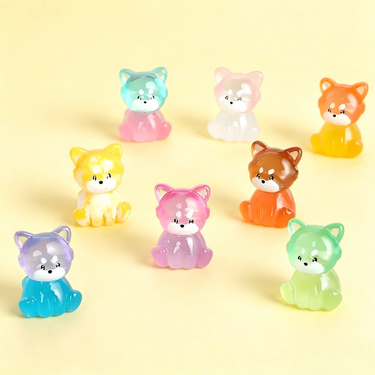 figurines animaux kawaii orange vert bleu rose brillantes nuit decoration plantes pot cartoony