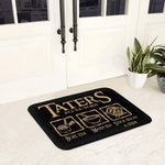Détail du motif cartoon pommes de terre sur tapis