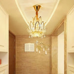 lustre pendentif crystal feuilles lotus doré éclairage led touch switch élégant salon chambre