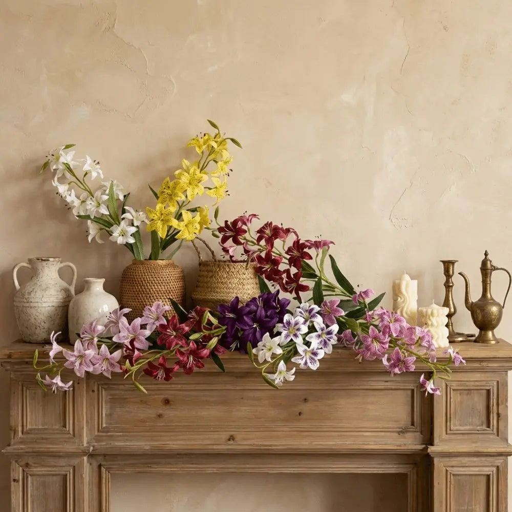 décoration intérieure moderne bouquet artificiel fleurs variées blanc rose jaune violet réaliste