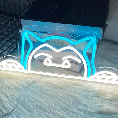 Lumière néon LED bleue animaux mignons décoration murale chambre