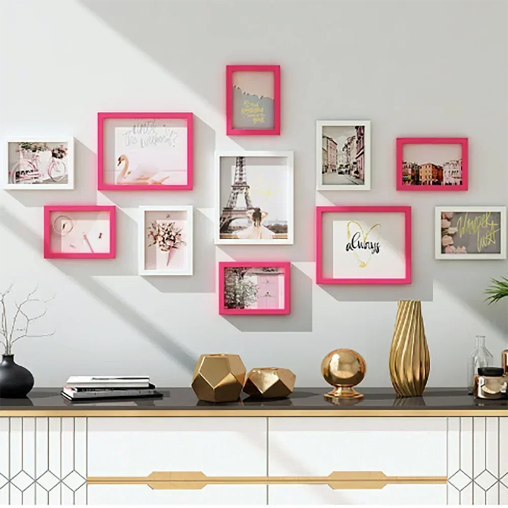 cadres photo modernes verriers blanc noir jaune rose lisses brillants divers motifs illustrations enfants