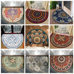 tapis demi rond motif floral imperméable polyester bohème oriental extérieur intérieur absorbant