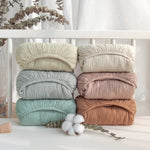 drap housse berceau coton rayures horizontales beige marron clair vert pastel rose pâle gris