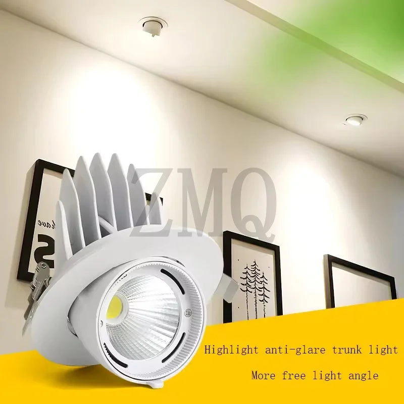 Spot LED Downlight 10W 20W 30W 40W Blanc Grille Refroidissement Moderne Clips Fixation