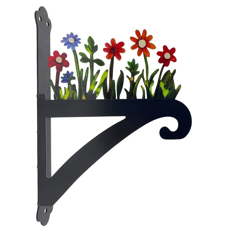 support mural noir fleurs colorées suspendre plantes artisanal moderneextérieur robuste fixations inclusées