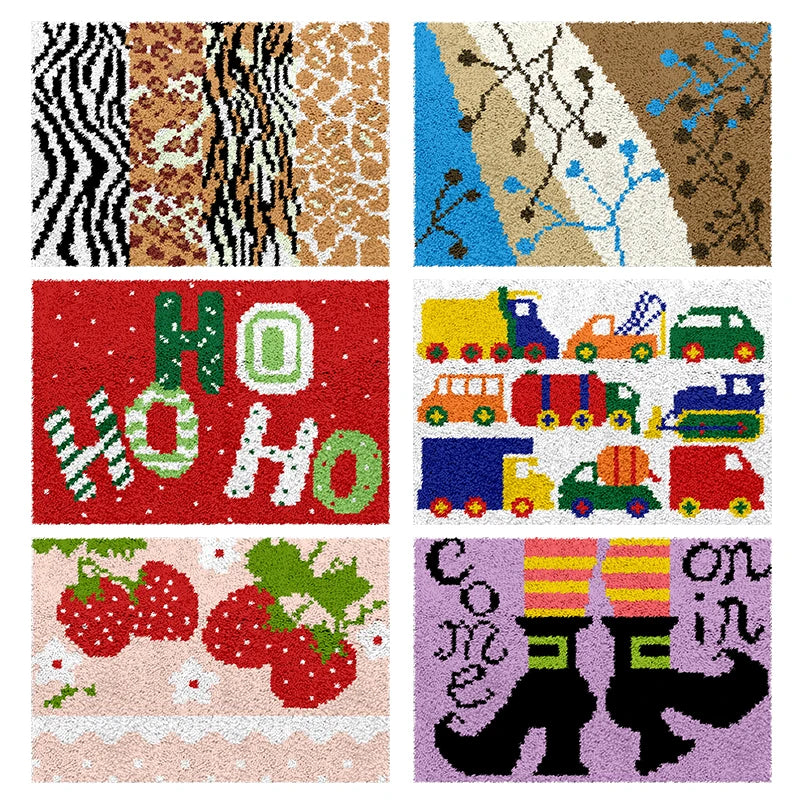 kit tapis crochet enfant motif dessin animé laine pelotes grille
