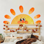 stickers muraux dessin animé soleil souriant arc ciel enfant chambre salon decoration murale jaune