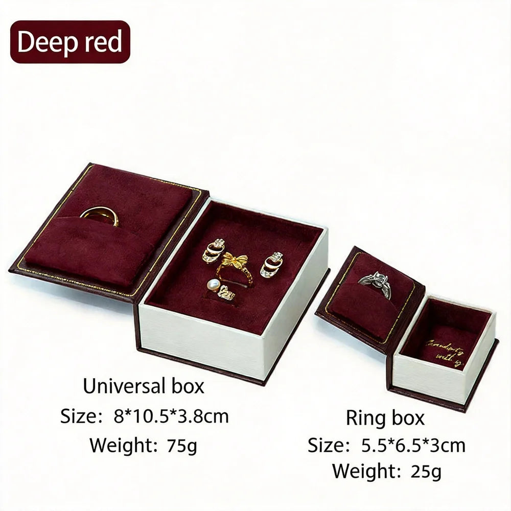 boîte rangement bijoux aimantée élégante cuir pu classique bague collier bleu rouge blanc doré